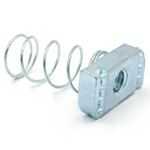 Tuerca con Resorte Electro Galvanizada. Se utiliza para montajes con Riel 42X42mm.