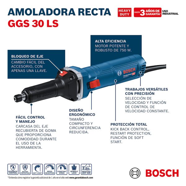Rectificadora Bosch GGS 30 LS 220V 750W