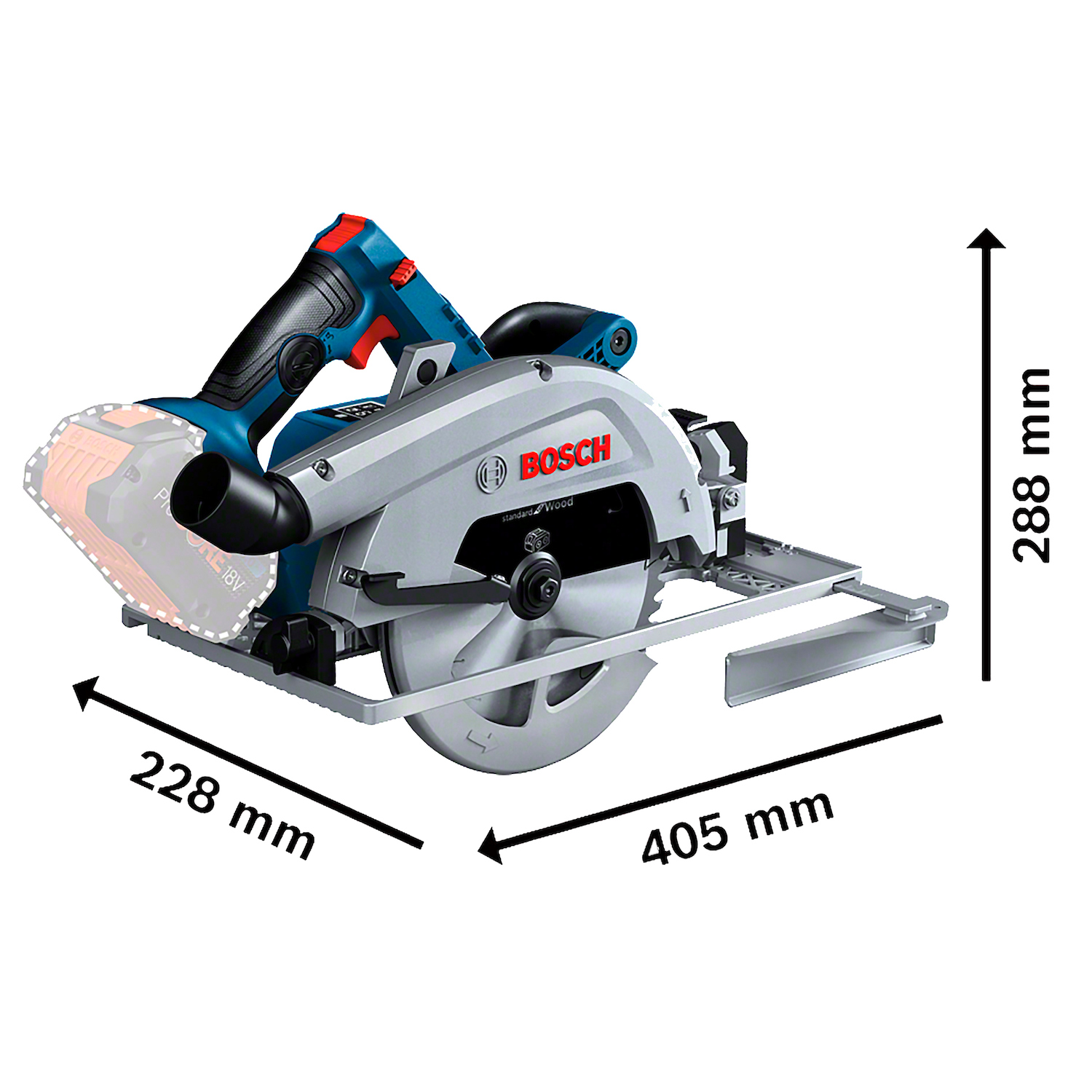 Sierra Circular Bosch GKS 18V-68 GC 1800W 18V SB, con disco