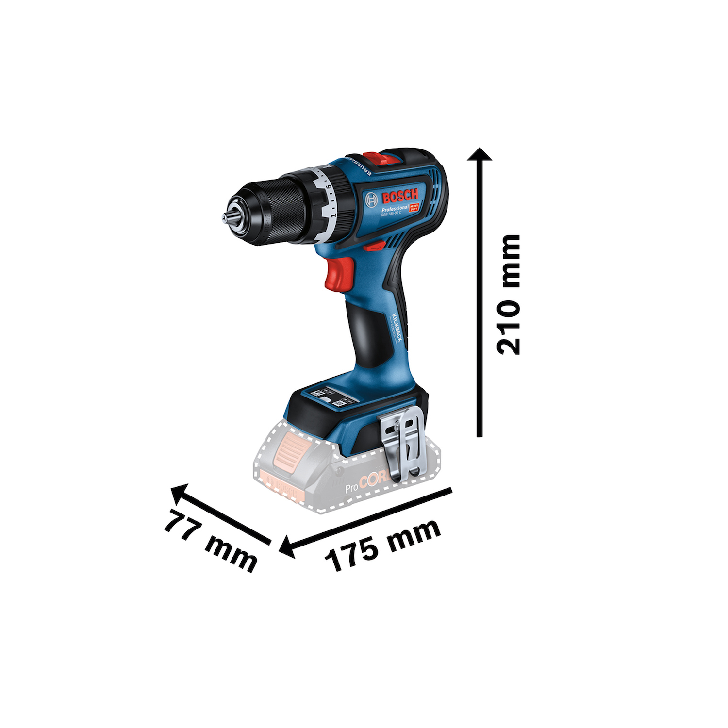 Taladro percutor atornillador Bosch GSB 18V-90 C 18V Brushless