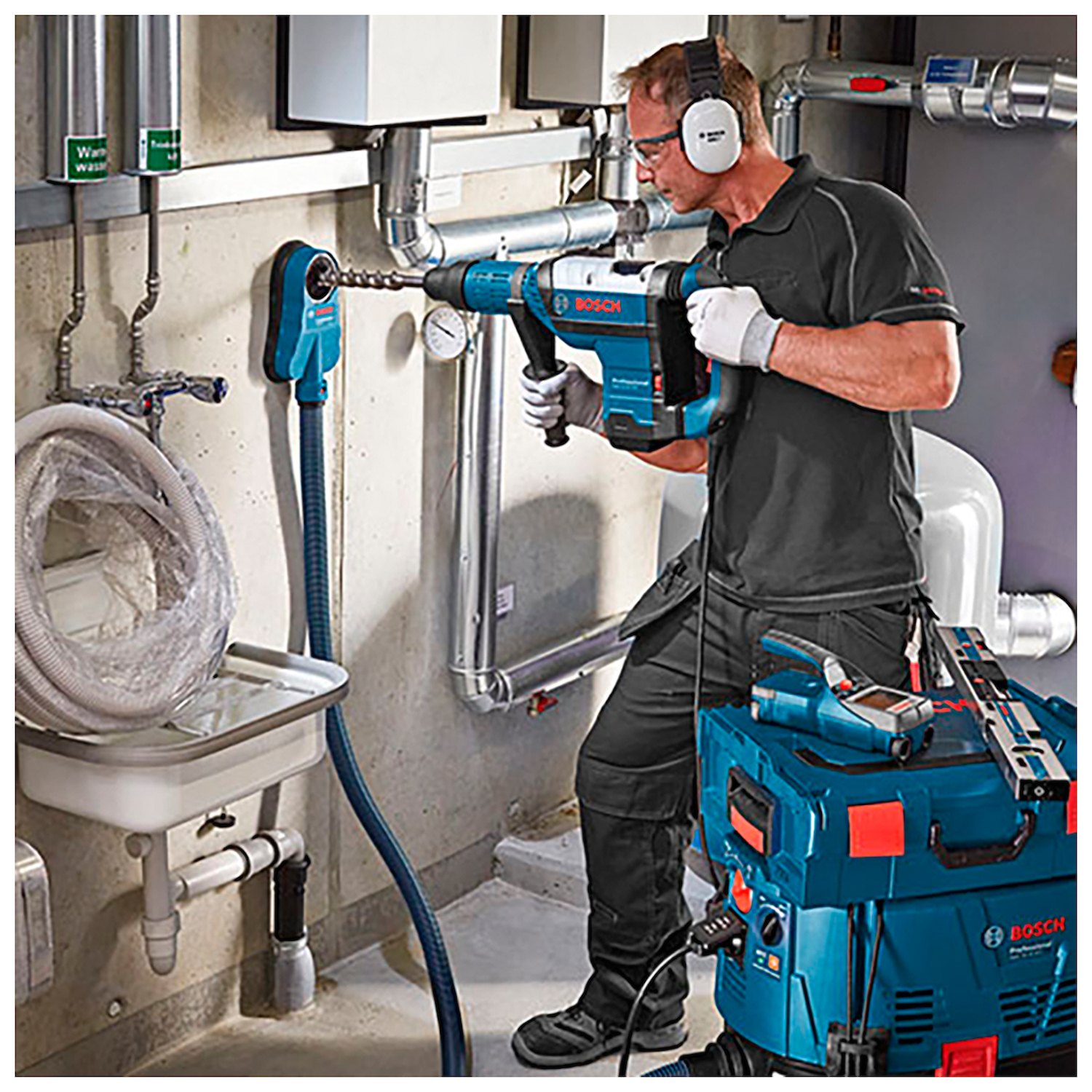 Sistema de aspiración polvo Bosch GDE 230 FC-S p/esmeril 9"